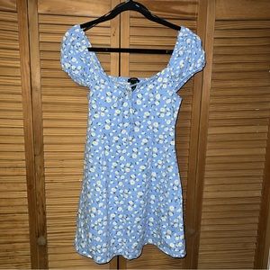 Forever21 Large Blue Floral Short Sleeve Mini Dress